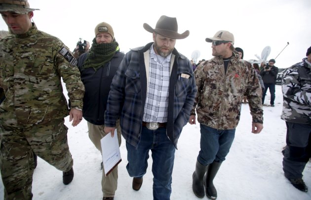 Ammon Bundy departs after addressing the media at the Malheur National Wildlife Refuge near Burns, Oregon, January 4, 2016. The leaders of a group of self-styled militiamen who took over a U.S. wildlife refuge headquarters over the weekend said on Monday they had acted to protest the federal government's role in governing wild lands. Bundy, a leader of the group, told reporters outside the occupied facility on Monday that his group had named itself "Citizens for Constitutional Freedom" and was trying to restore individual rights. Bundy and law enforcement officials declined to say how many people were occupying the refuge headquarters. REUTERS/Jim Urquhart TPX IMAGES OF THE DAY