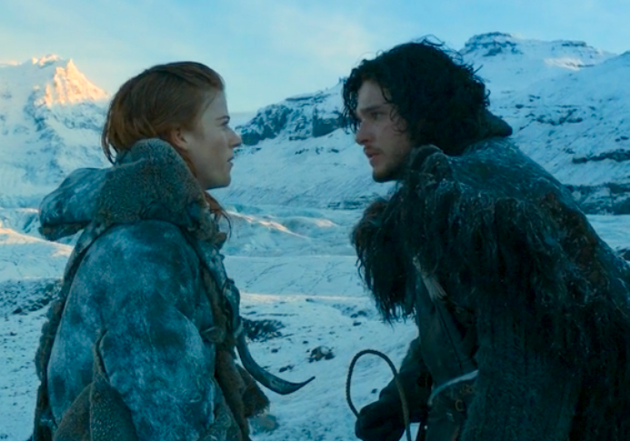 Kit Harington and Rose Leslie as Jon Snow ad Ygritte on Game of Thrones S02E07 5